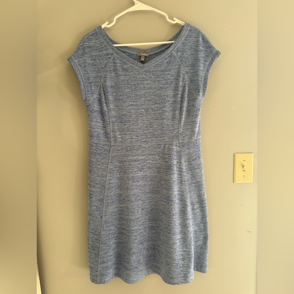 T By Talbots A Line Stretch Activewear Dress Womens SZ Mp Heather Blue Athletic